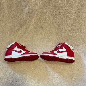 Nike Red and White High-Top Sneakers